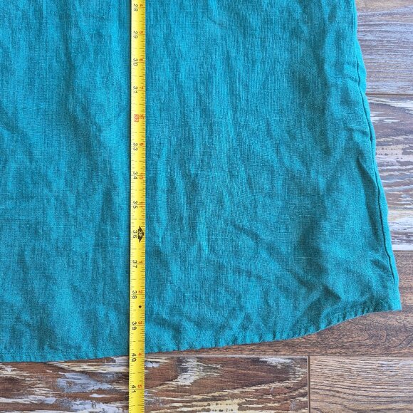 EILEEN FISHER Washed Organic Linen Delave Shirt Dress Long Sleeve Green - Picture 15 of 15